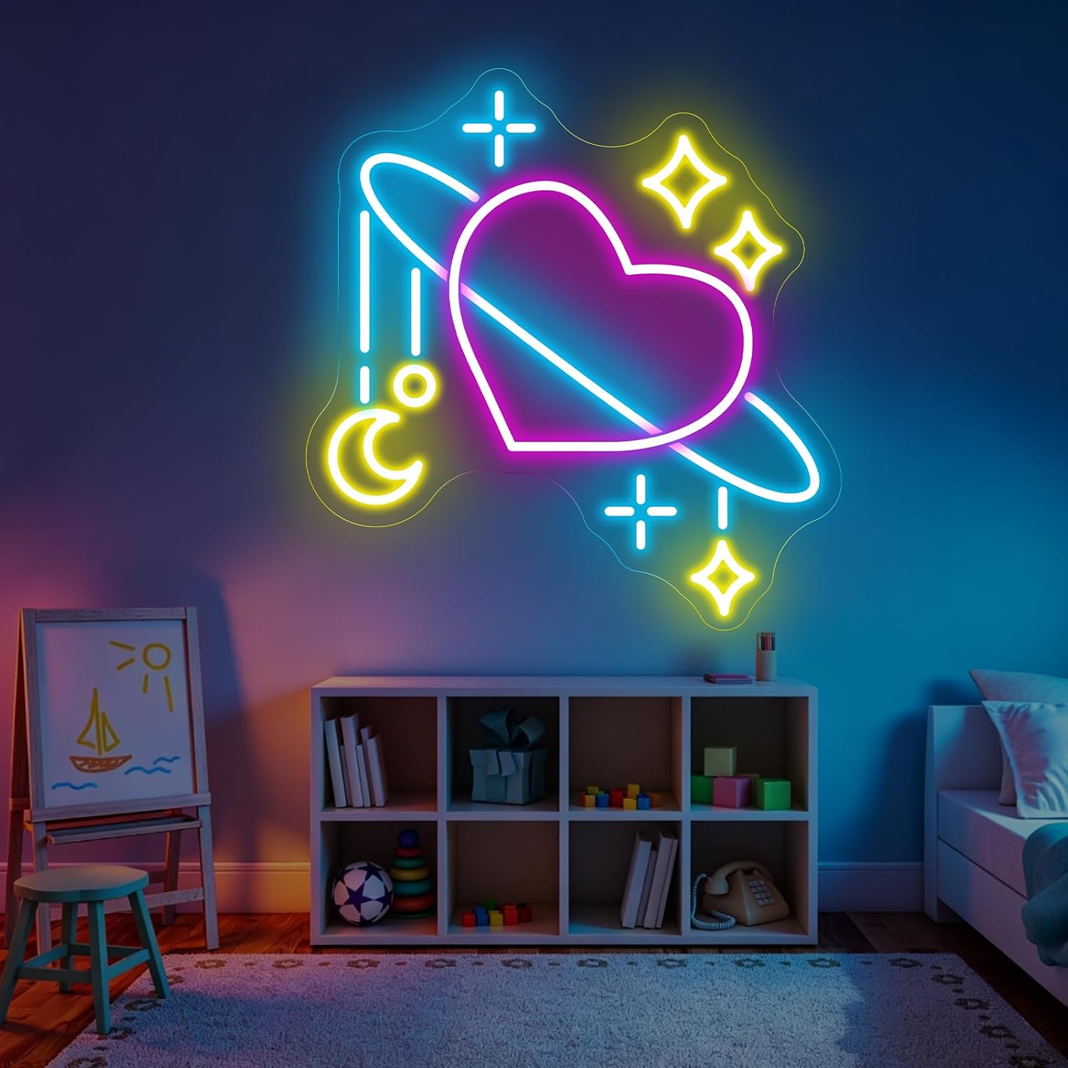 우주 행성 네온사인 LED 네온 조명 은하 달 별 US - Baby Nursery Wall Lights 리뷰 및 가격
